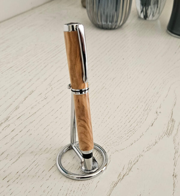 Stylo Roller en bois d'olivier (Chromé)