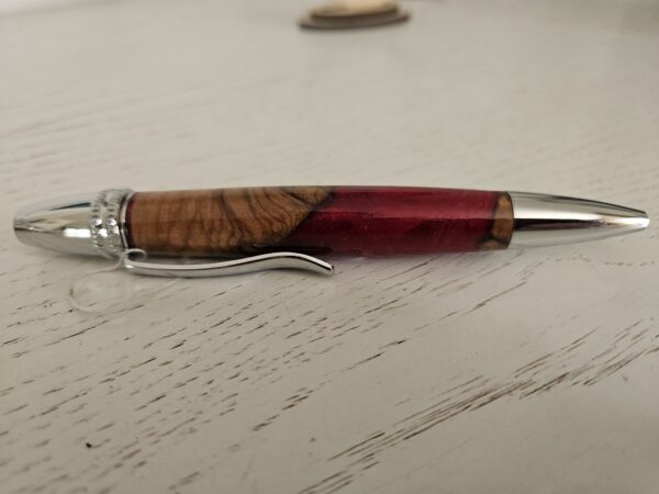 Stylo bille "luxe" en bois d'olivier et résine – Image 2
