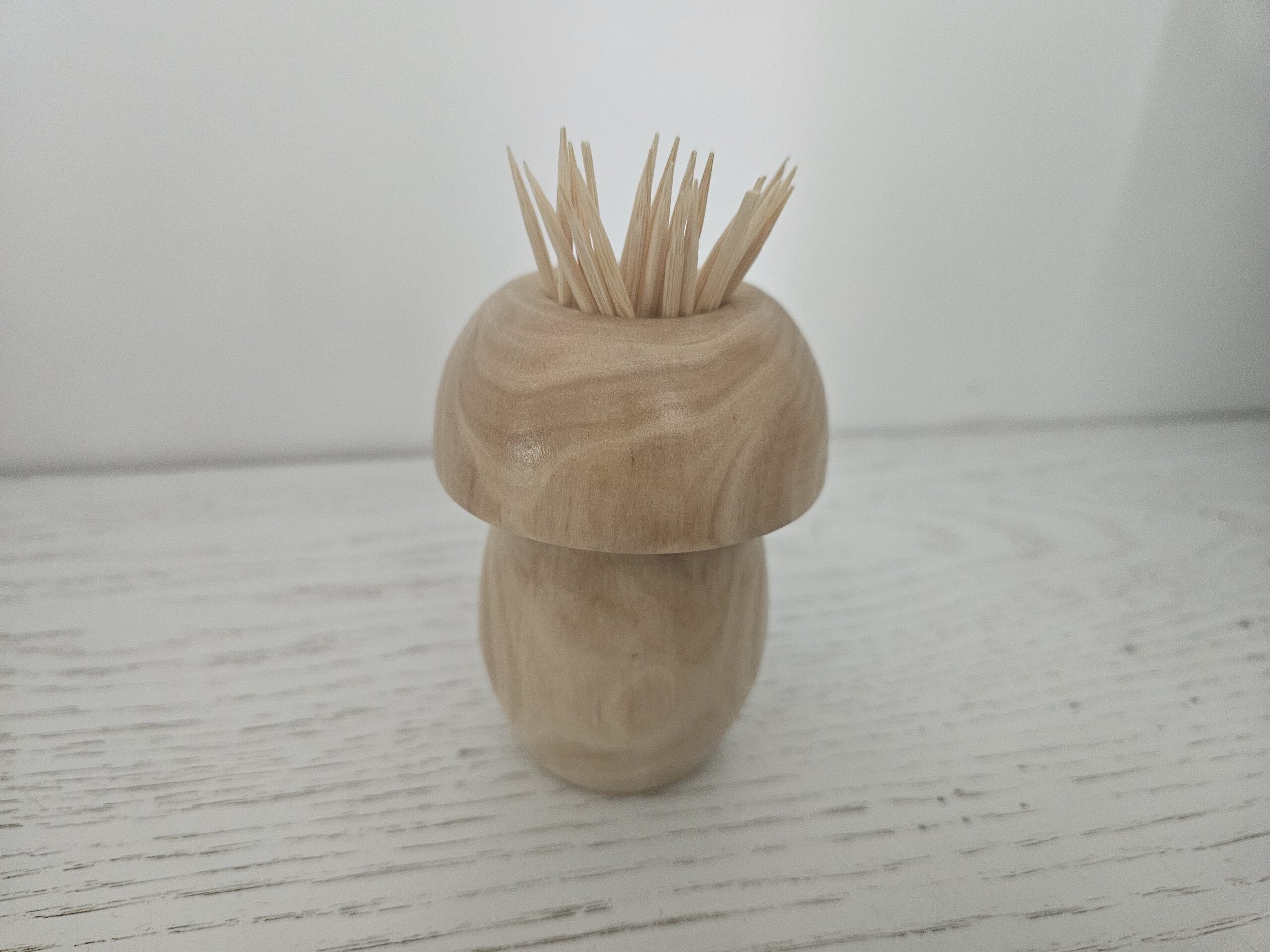 Porte cure-dents en bois d'olivier en forme de champignon