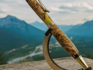 Stylo bille en bois et résine.