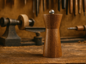 Moulin à poivre en bois exotique.