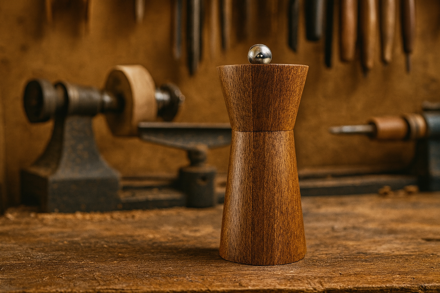 Moulin à poivre en bois exotique.