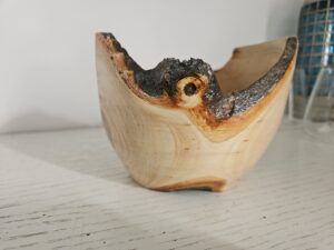 Bol en bois de pommier tourné en bois vert