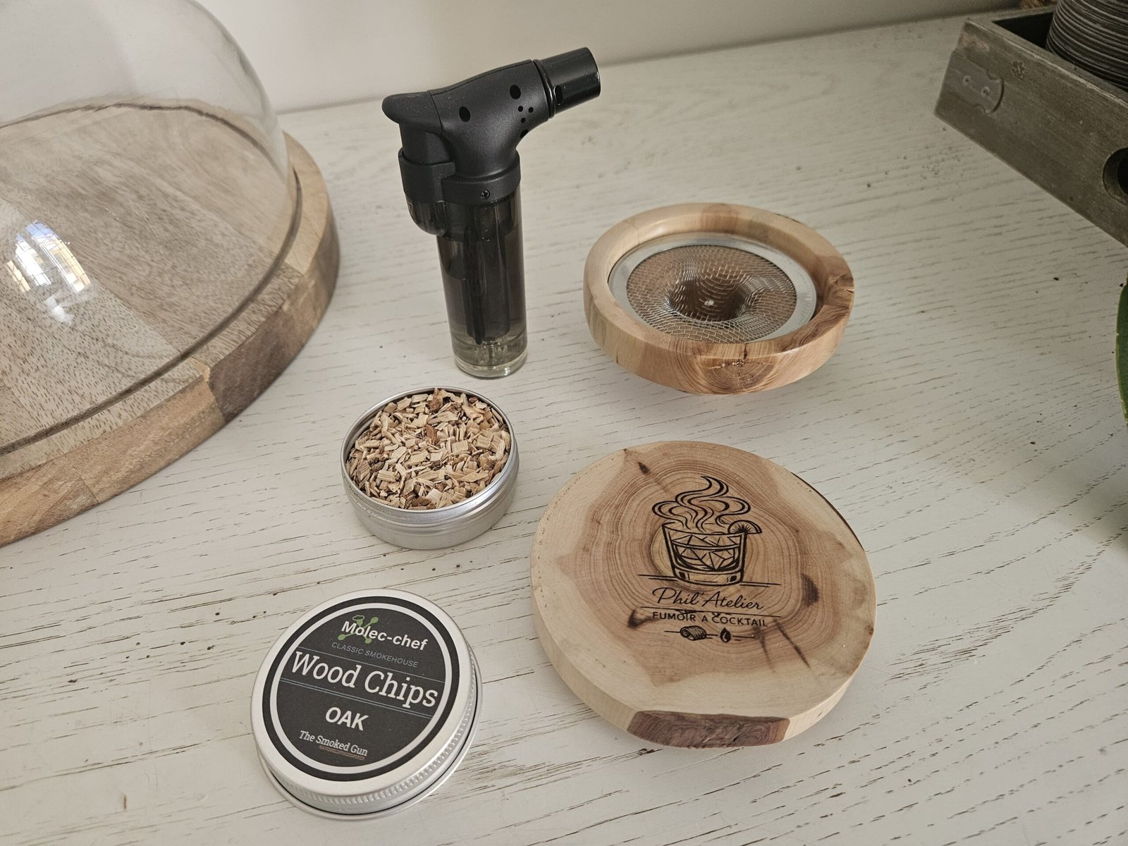 fumoir à cocktail en bois de cade