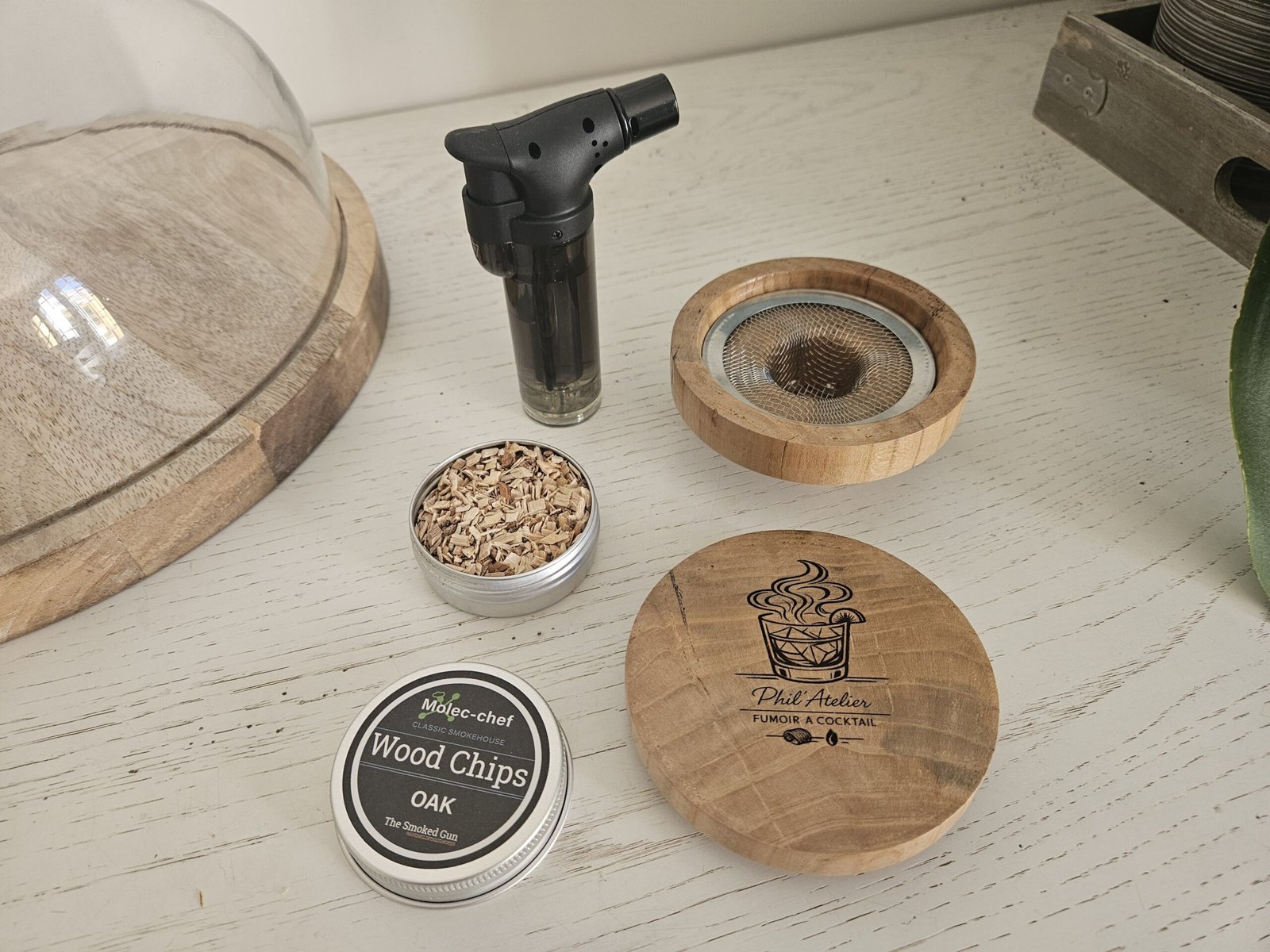 Fumoir à cocktail en bois d'olivier