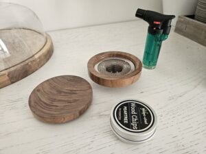 Kit fumoir a cocktail en bois de noyer