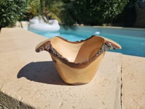 Bol artisanal en bois de cèdre – bord naturel