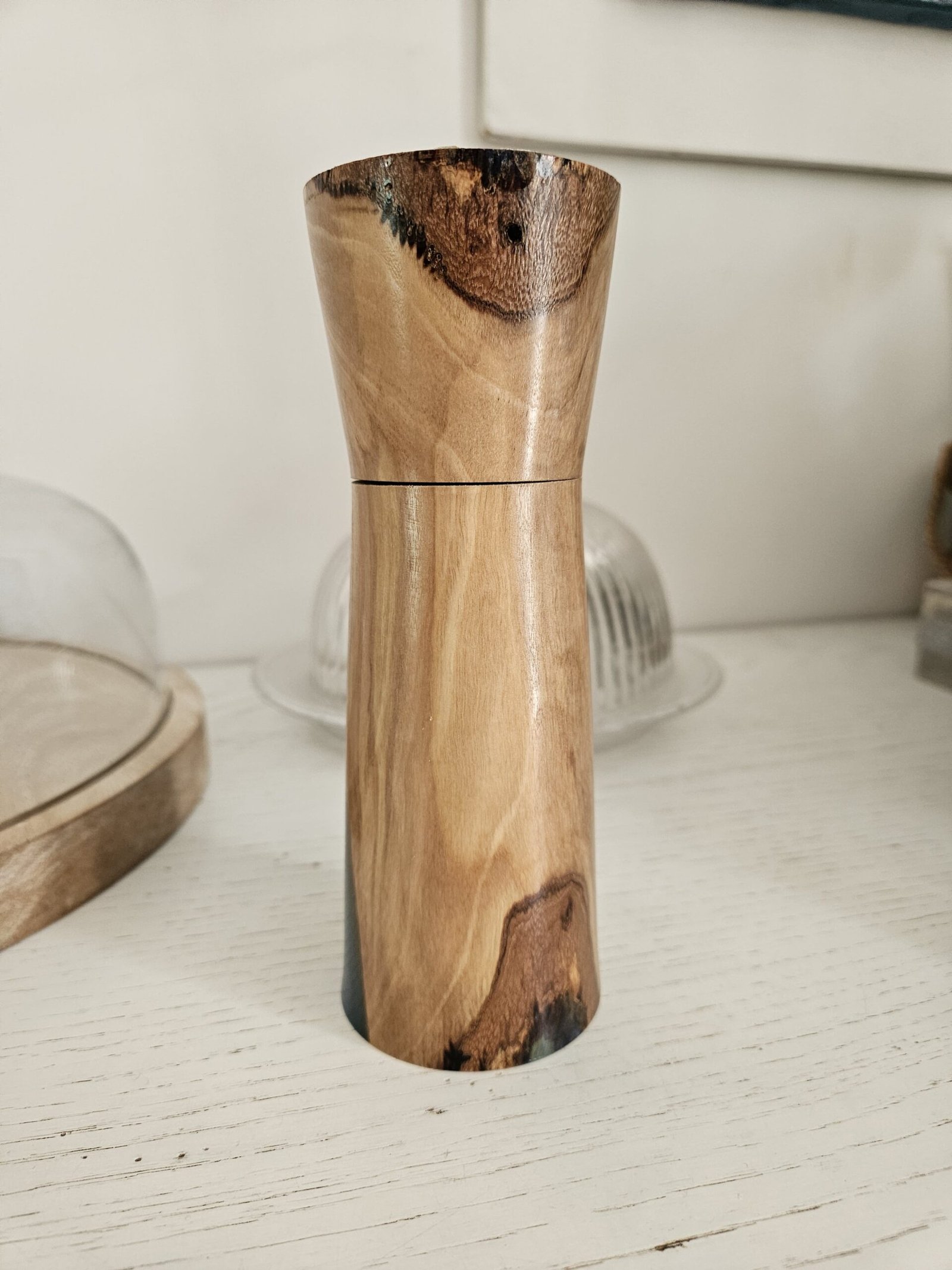 Moulin artisanal en bois d’olivier et résine bleue – mécanisme CrushGrind – Image 2